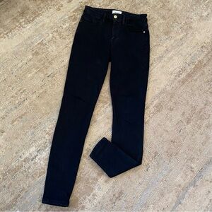 Frame Le One Skinny Denim Solid Black Skinny Jeans Mid Rise Organic Cotton: 1